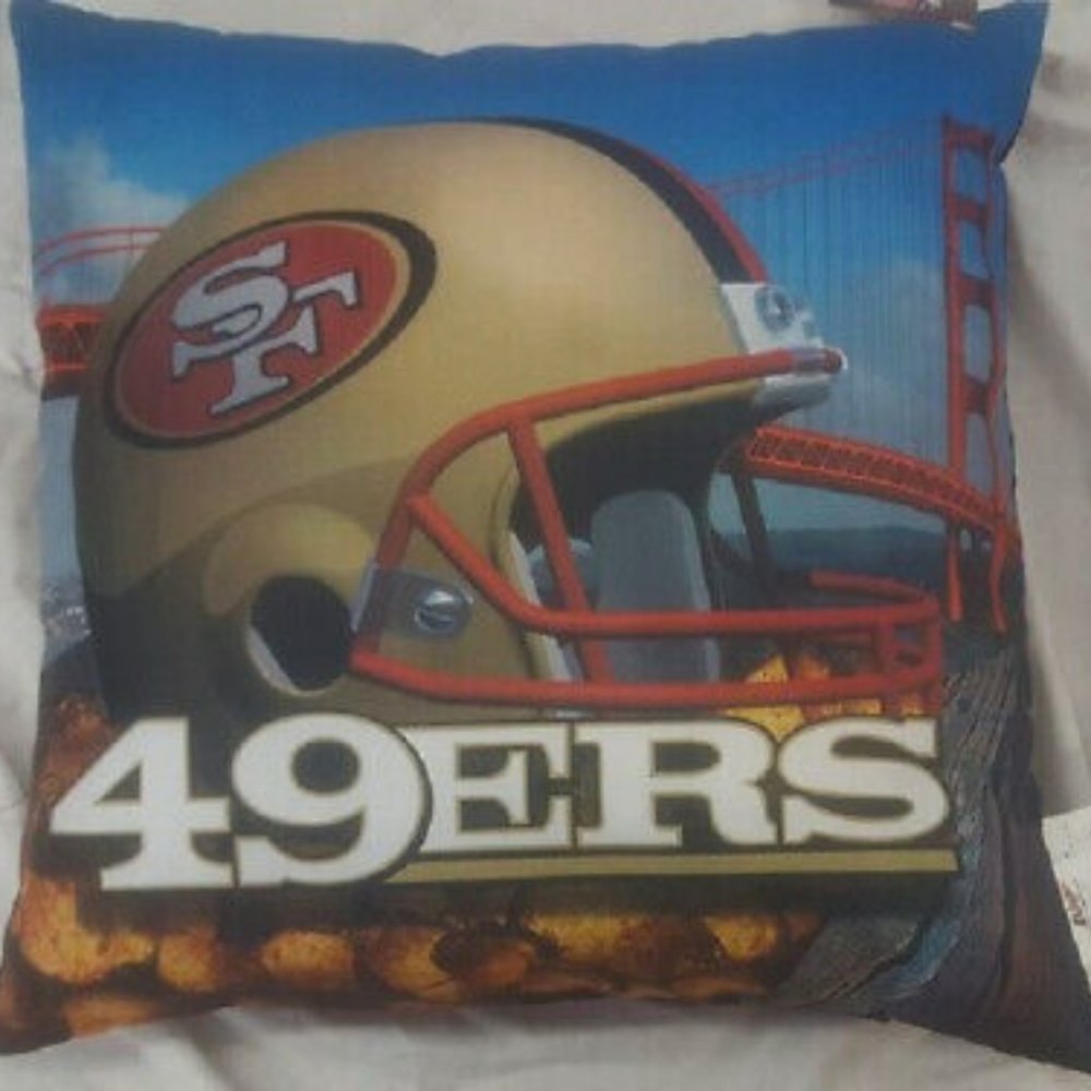 SAN FRANCISCO 49ERS DECORATIVE TOSSED PILLOW NFL TEAM LOGO 18" SQUARE new
